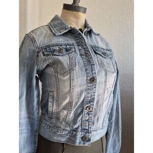 Mudd Destress Button Up Cotton Denim Jacket Sz Medium